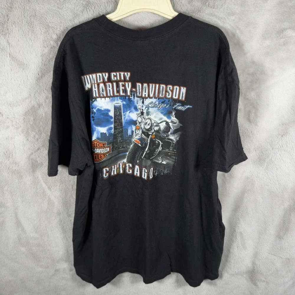Vintage Harley Davidson‎ Chicago Windy City #1 Dad Shirt Black 2XL Feb 2005 55X3